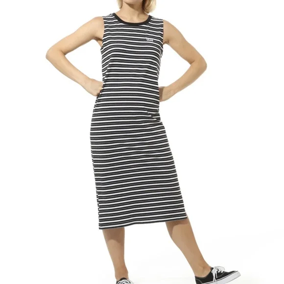 Vans Mini Check Midi Dress (Black) Women's Medium